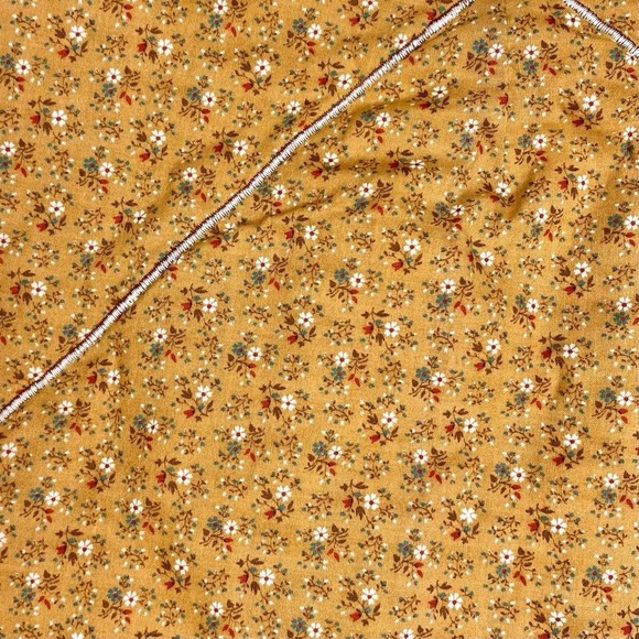 Vintage 70’s Handmade Brown Cream Patchwork Floral Cottage Reversible Vest - Picture 7 of 8